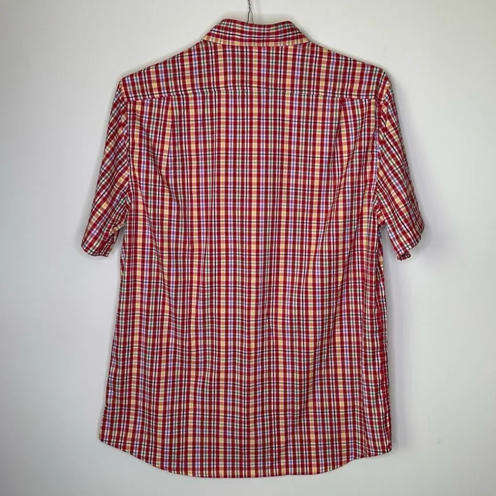 Southern Tide Intercoastal Red-Green-Blue-Yellow Plaid‎ SS Shirt in Size Medium